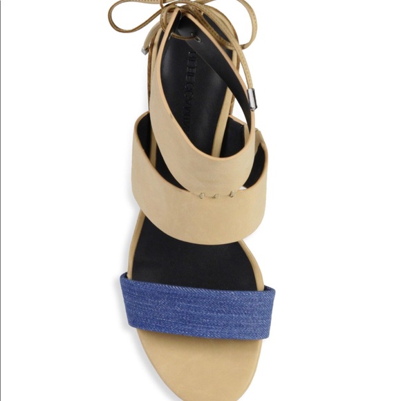 🔥Rebecca Minkoff leather & denim block sandals.🔥 - Picture 6 of 6